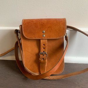 Vintage Leather Crossbody Bag, Camel